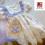 Vestido floral con bolsillo para niña